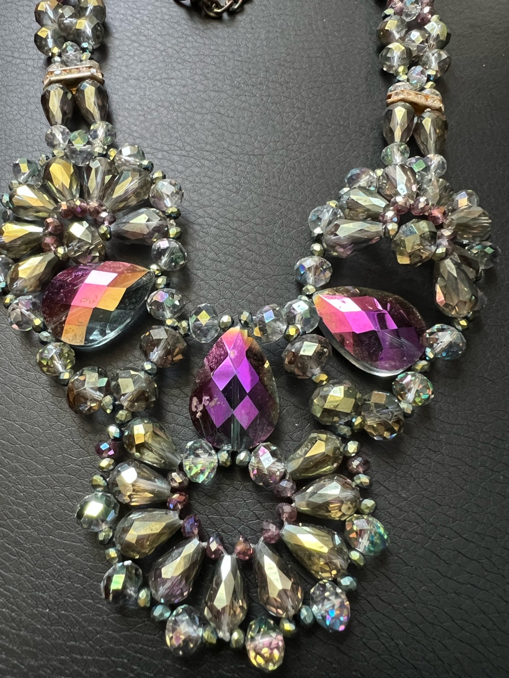 Aurora Purple Teardrop Statement Necklace